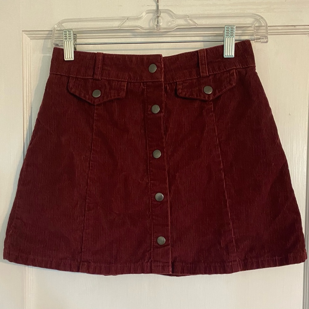 Urban Outfitters BDG Corduroy Mini Skirt- Size Small Maroon Burgundy Retro